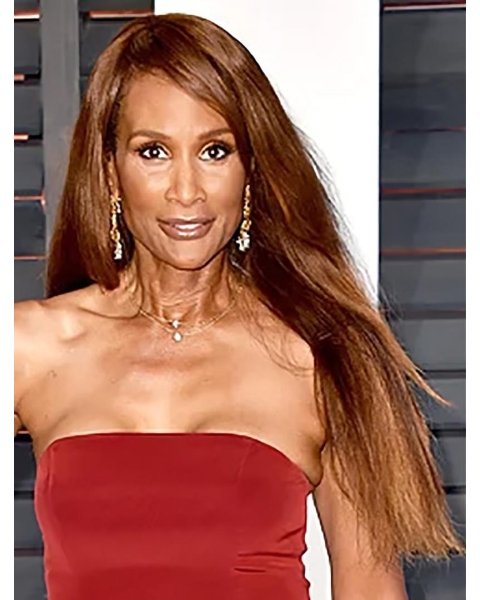 26" Long Straight Without Bangs Full Lace Synthetic Women Beverly Johnson Wigs