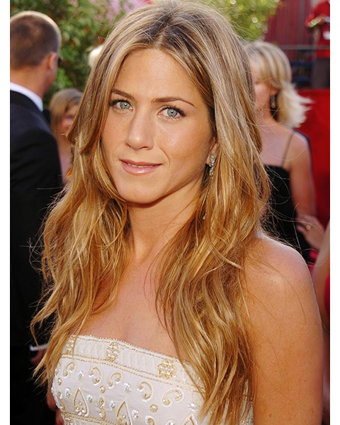  18" Straight Without Bangs Lace Front Blonde Long Synthetic Women Jennifer Aniston Wigs