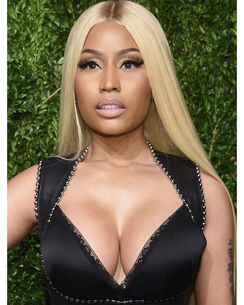  26" Straight Without Bangs Lace Front Blonde Long Synthetic Women Nicki Minaj Wigs