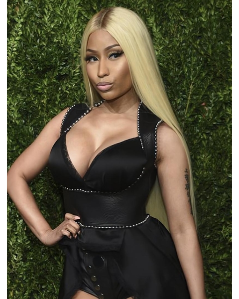  26" Straight Without Bangs Lace Front Blonde Long Synthetic Women Nicki Minaj Wigs