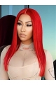  16" Straight Without Bangs Lace Front Red Long Synthetic Women Nicki Minaj Wigs