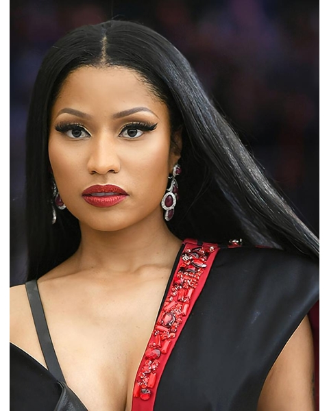 Black 24" Straight Without Bangs Full Lace  Long Synthetic Women Nicki Minaj Wigs