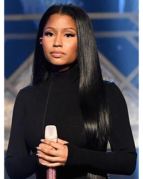  26" Straight Without Bangs Lace Front Black Long Synthetic Women Nicki Minaj Wigs