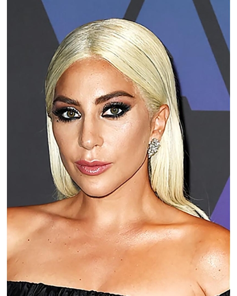 16'' Straight Without Bangs Blonde Capless Long Synthetic Lady Gaga Wigs