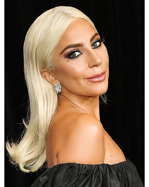 16'' Straight Without Bangs Blonde Capless Long Synthetic Lady Gaga Wigs