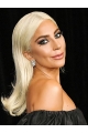 16'' Straight Without Bangs Blonde Capless Long Synthetic Lady Gaga Wigs