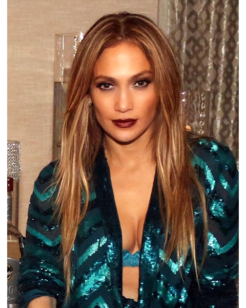  20" Straight Without Bangs  Lace Front Blonde Long Remy Human Hair Women  Jennifer Lopez Wigs