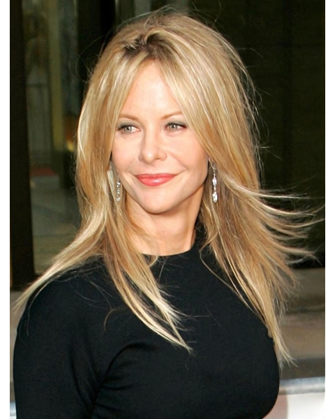 16'' Straight Long Lace Front Blonde Synthetic Women Meg Ryan Wigs