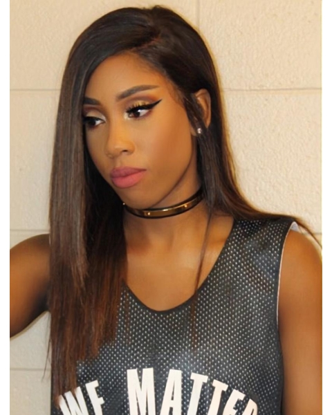 16'' Long Straight Brown Without Bangs Lace Front Synthetic Women Sevyn Streeter Wigs