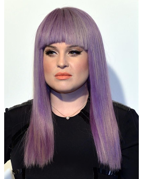 18'' Long Straight With Bangs Capless Synthetic Purple Women Kelly Osbourne Wigs