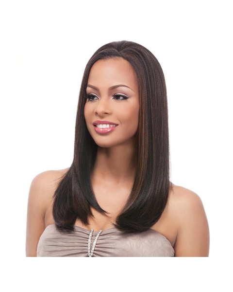 18'' Brown Straight Long Capless Human Hair Wigs & Half Women Wigs