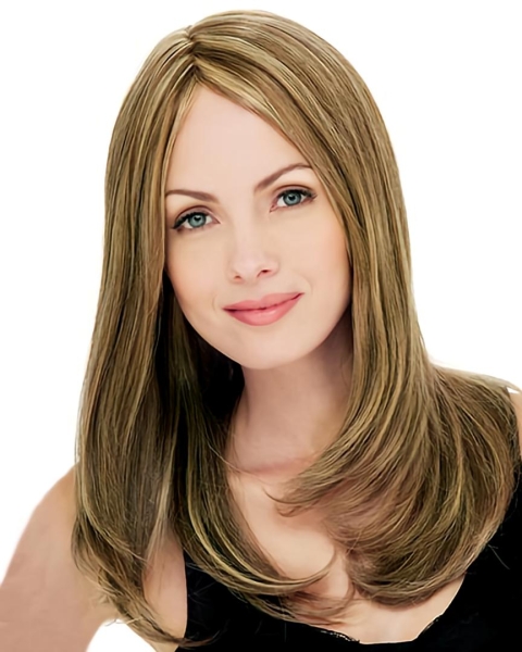 20'' Straight Blonde Monofilament Top Lace Front Remy Human Hair Long Synthetic Women Wigs