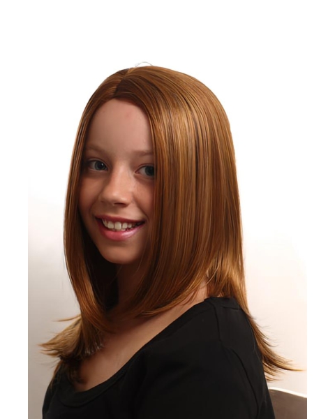 Tempting Shoulder Length Capless Auburn Straight Long Synthetic Kids Wigs