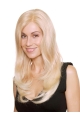 17'' Modern Blonde Without Bangs Monofilament Lace Front Remy Human Hair  Long Human Hair Women Wigs