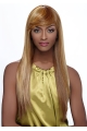 Polite Blonde Straight With Bangs Capless Long Synthetic Women African American Wigs