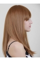 18'' Long Cool Auburn Straight With Bangs Capless 100% Remy Human Hair Women Wigs For Cancer