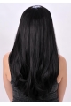 27'' Straight Without Bangs Trendy Black Monofialment Lace Front Synthetic Long Women Wigs