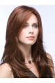 Auburn Layered Straight Without Bangs 100% Hand-tied Mono Top Polite Synthetic Woomen Wigs For Cancer