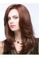 Auburn Layered Straight Without Bangs 100% Hand-tied Mono Top Polite Synthetic Woomen Wigs For Cancer