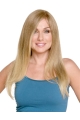 23'' Blonde Straight Without Bangs Monofilament Remy Human Hair  Long Women Sassy  Wigs