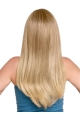 23'' Blonde Straight Without Bangs Monofilament Remy Human Hair  Long Women Sassy  Wigs