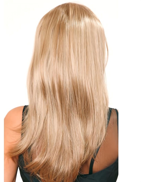 22'' Shining Blonde Straight Without Bangs Long Lace Front Synthetic Women Wigs