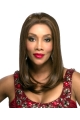 17'' Great Long Straight Without Bangs Brown Lace Front Synthetic Women Wigs For Cancer