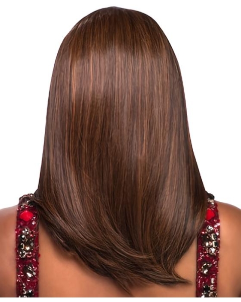 17'' Great Long Straight Without Bangs Brown Lace Front Synthetic Women Wigs For Cancer