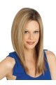 18'' Straight Without Bangs Blonde Mono Top Lace Front Synthetic Popular Long  Women Wigs