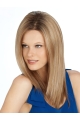 18'' Straight Without Bangs Blonde Mono Top Lace Front Synthetic Popular Long  Women Wigs