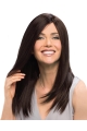 18'' Graceful Black Straight Without Bangs Monofilament Lace Front Remy Human Hair Long Women Wigs