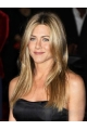 18'' Stylish Blonde Straight Without Bangs Monofilament Lace Front Long Human Hair Women Jennifer Aniston Wigs