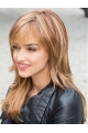 20'' Wholesome Layered Blonde Straight With Bangs 100% Hand-tied  Mono Top Synthetic Long Women Wigs