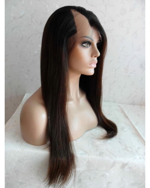 20'' Straight New Auburn Lace Front Long Remy Human Hair Straight U Part Wig Wigs