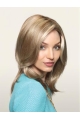 16'' Perfect Blonde Straight Without Bangs Monofilament Long Synthtetic Women Wigs