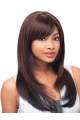 16'' Auburn Layered  Straight With Bangs Lace Front Gentle  Remy Human Hair Wigs For Cancer