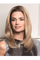 Blonde Straight Without Bangs 100% Hand-Tied Monofilament Remy Human Hair Sleek Long Women Wigs