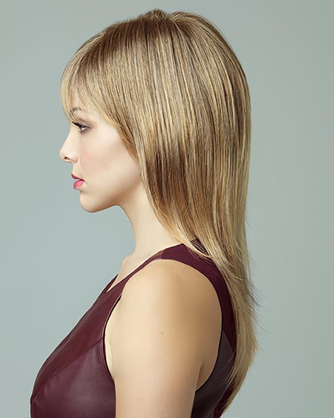 Elegant Layered Synthetic Capless Blonde Straight With Bangs Long Women Wigs