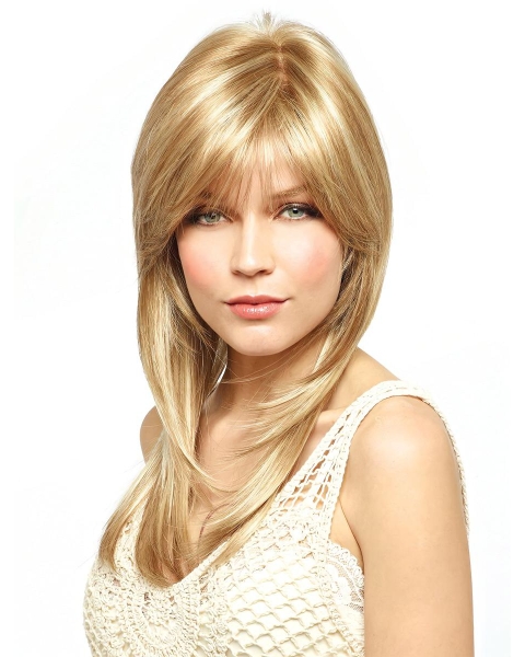 Preferential Blonde Layered Straigh tMonofilament Lace Front Synthetic Long Women Wigs