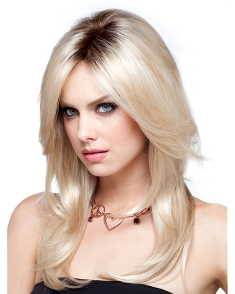 Blonde Layered Stragiht Lace Front Synthetic Braw Long Women Wigs