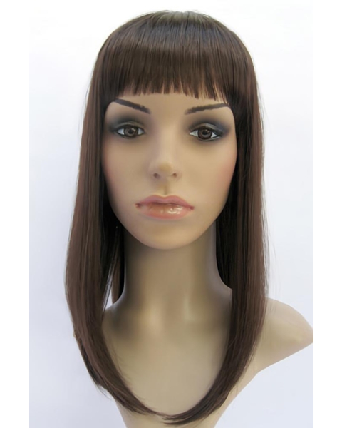 Fashionable Brown Straight With Bangs Capless Long Synthetic Kids Wigs