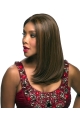 17'' Pleasing Brown Straight Without Bangs Lace Front Long Glueless Synthetic Women Wigs