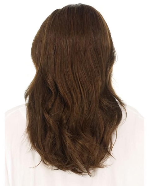 New Brown Layered Straight Without Bangs Capless Synthetic Women Wigs For Cancer