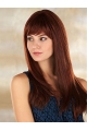 20''Great 100% Hand-Tied Monofilament Straight With Bangs Synthetic Long Women Wigs