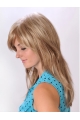 20'' Graceful Blonde Straight With Bangs Capless  Monofilament Synthetic Long Women Wigs