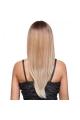 Impressive Blonde Straight With Bangs 100% Hand-Tied Mono Top Long Synthetic Women Celebrity Wigs