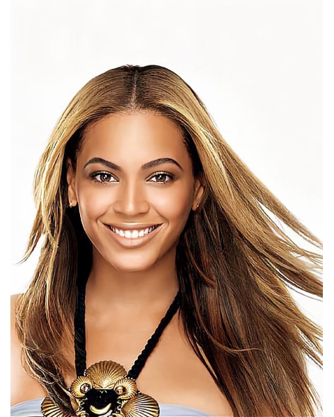 24'' Amazing Brown Straight Without Bangs Full Lace Long Synthetic Women Beyonce Wigs