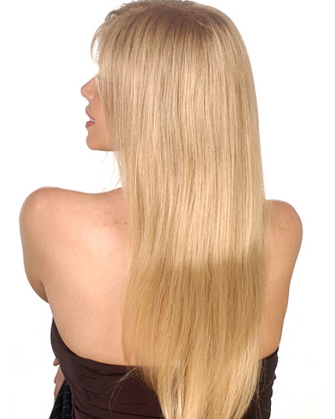 24'' Soft Blonde Straight With Bangs Capless Long Synthetic Women Wigs