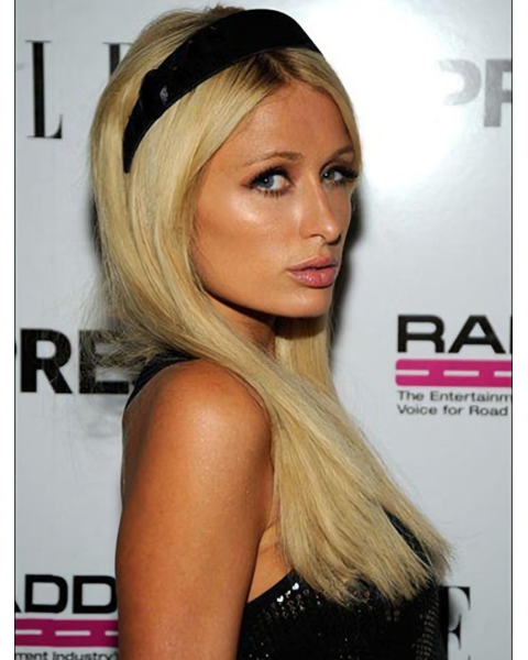 Wholesome Blonde Straight Without Bangs 100% Hand-Tied Monofilament  Long Synthetic Women Paris Hilton Wigs