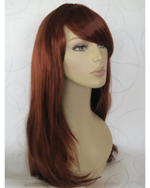 Gorgeous Black Straight With Bangs Capless Synthetic Long Women Wigs